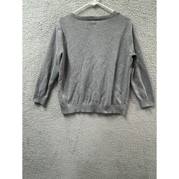 Nicole Miller Cardigan Sweater Womens L Gray Long Sleeve Crew Button Up - Picture 7 of 10